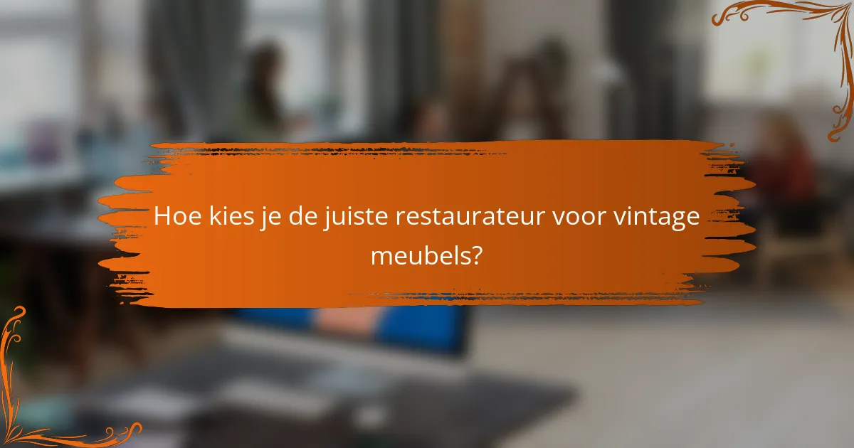 Hoe kies je de juiste restaurateur voor vintage meubels?