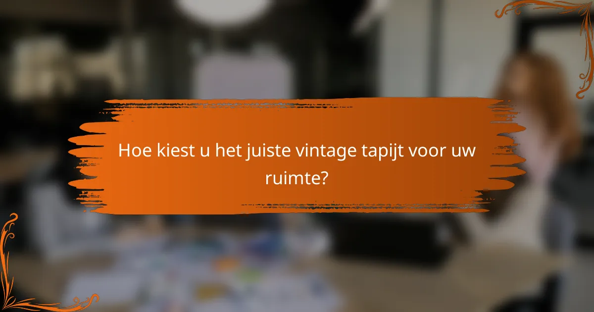 Hoe kiest u het juiste vintage tapijt voor uw ruimte?