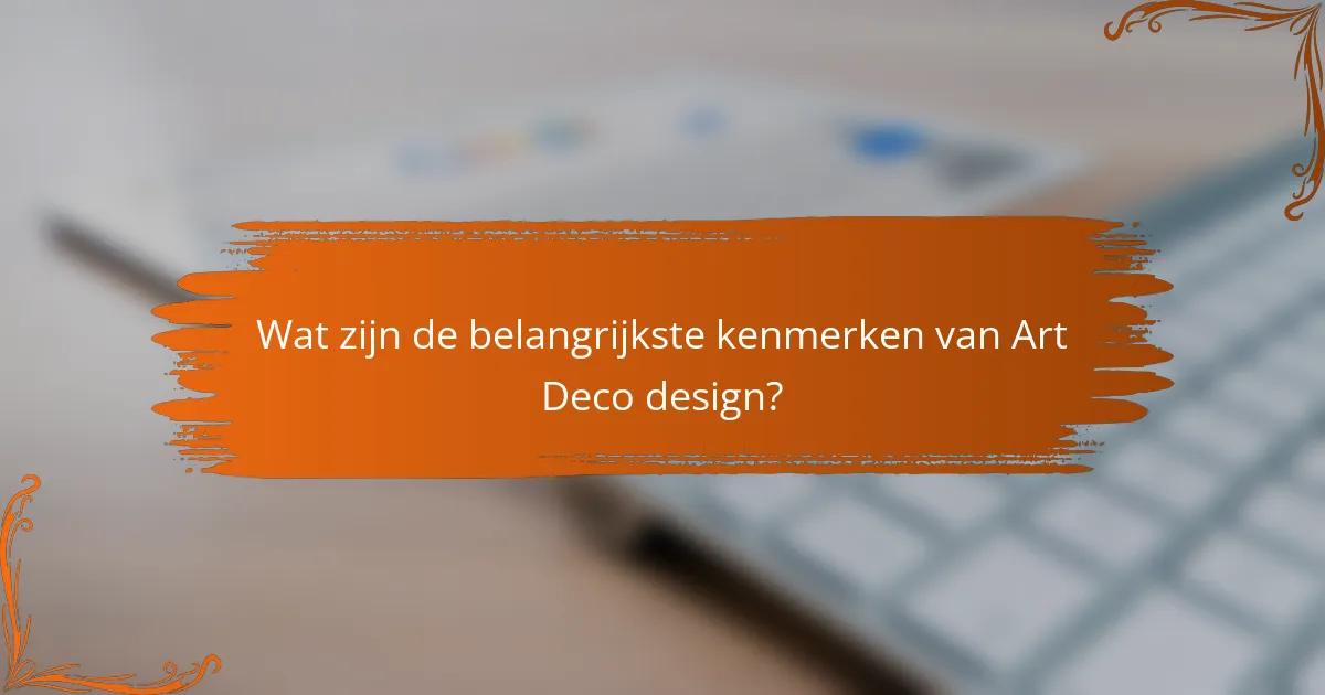 Wat zijn de belangrijkste kenmerken van Art Deco design?