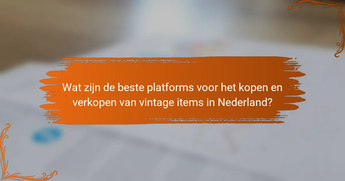 Wat zijn de beste platforms voor het kopen en verkopen van vintage items in Nederland?
