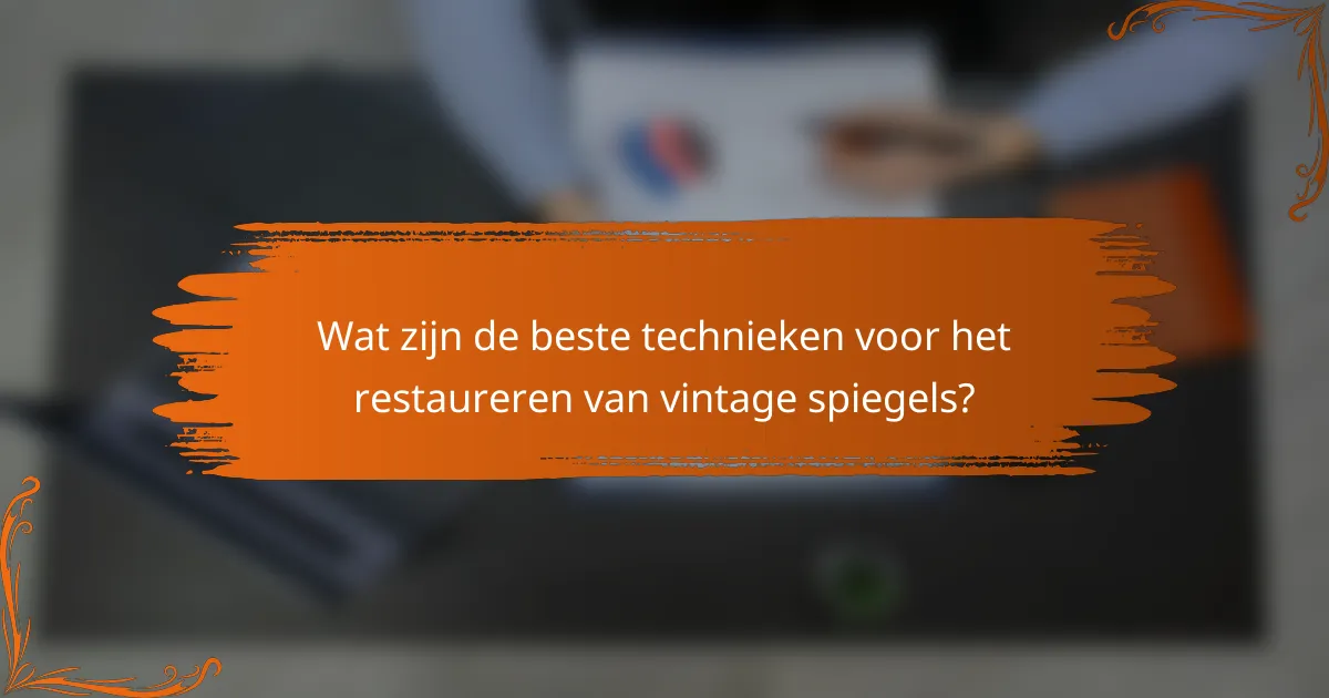 Wat zijn de beste technieken voor het restaureren van vintage spiegels?