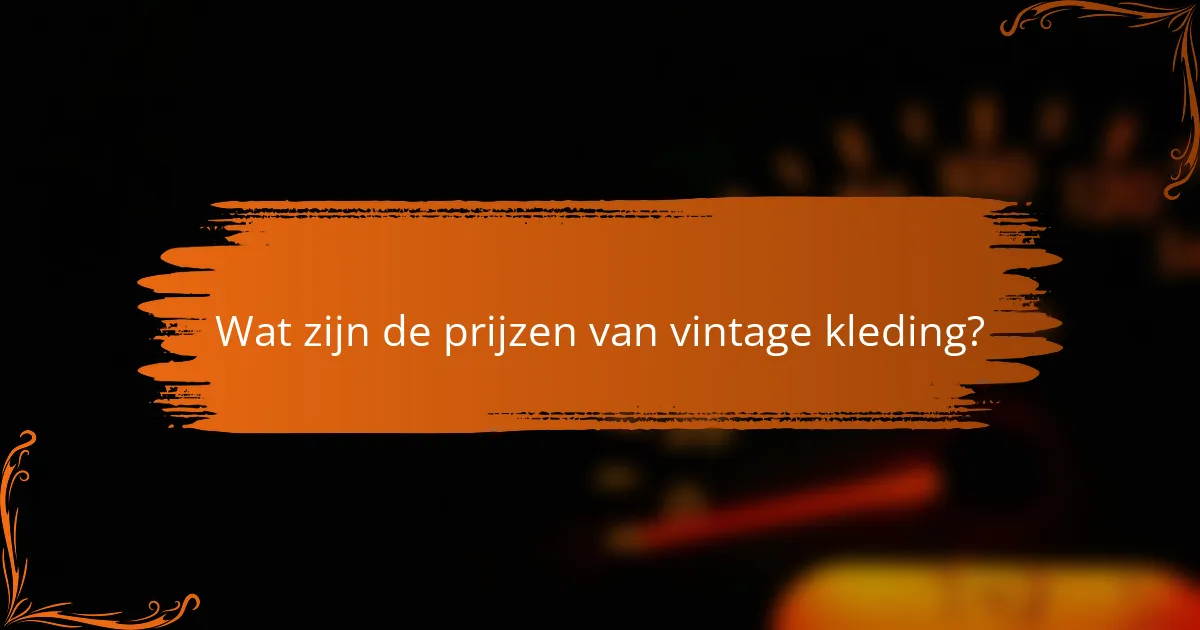 Wat zijn de prijzen van vintage kleding?